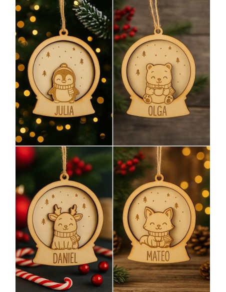 Adorno para el Árbol Animales Navideños con Nombre