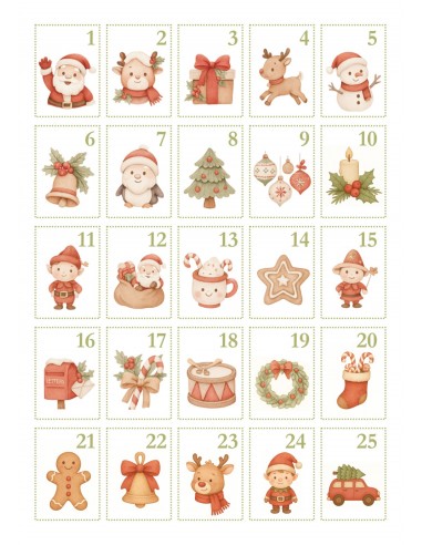 Papel de azúcar Calendario de Adviento para galletas