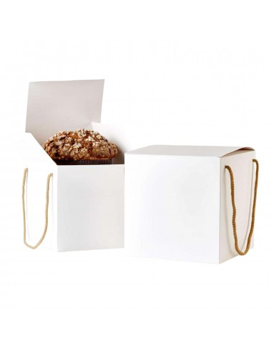 Caja para Panettone Blanca con Cuerdas