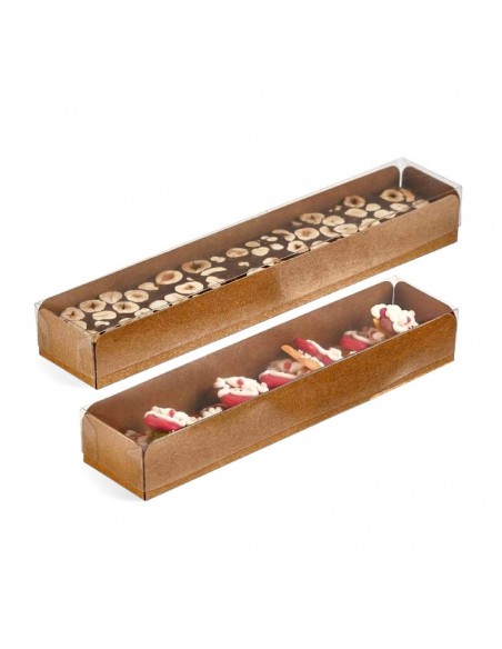 Caja kraft con tapa transparente 20 cm