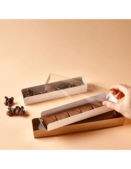 Caja kraft con tapa transparente 20 cm