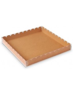 Caja Kraft con tapa transparente 20cm