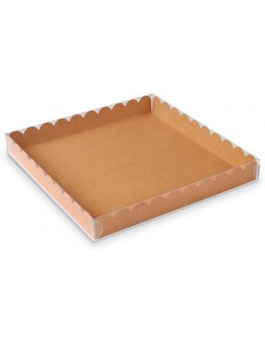 Caja Kraft con tapa transparente 20cm