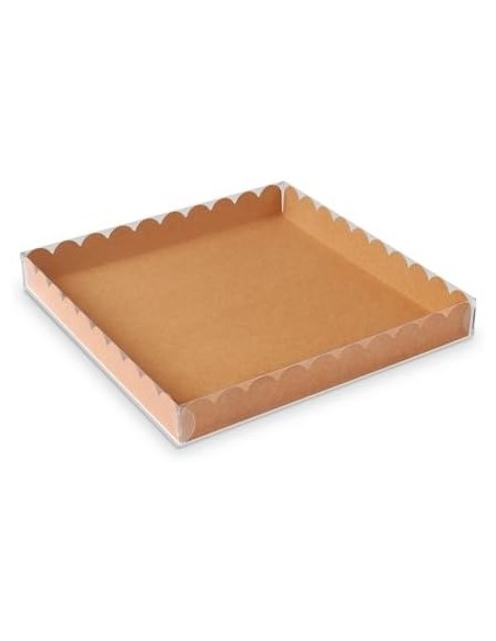 Caja Kraft con tapa transparente 20cm