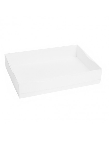 Caja blanca con tapa transparente tipo catering