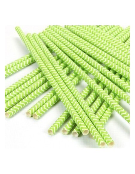 Pajitas de papel verde chevron