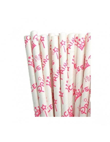 Pajitas de papel blancas princess