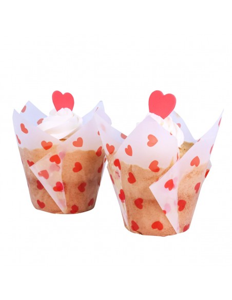 Cápsulas Muffins Corazones Rojos
