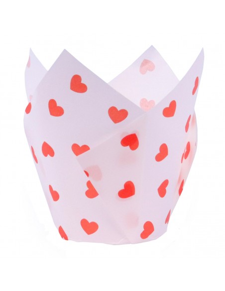 Cápsulas Muffins Corazones Rojos