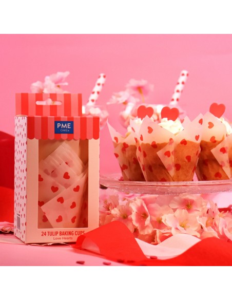 Cápsulas Muffins Corazones Rojos