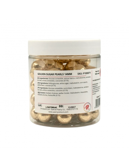 Perlas Comestibles Oro Metalizado 14mm Pastry Colours