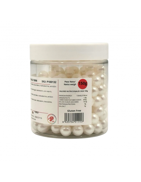 Perlas Comestibles Blancas Nacaradas 10mm Pastry Colours