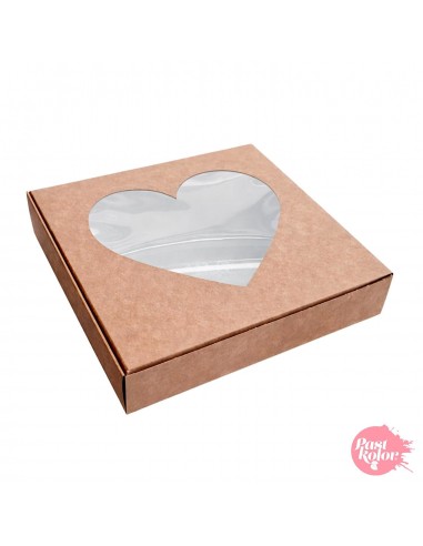 Caja Kraft con Ventana Corazón 17cm