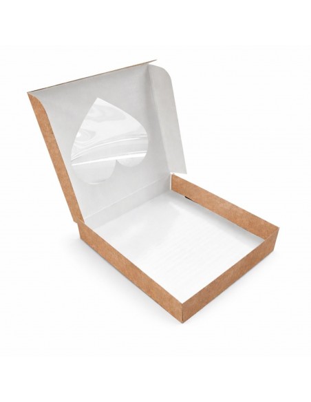 Caja Kraft con Ventana Corazón 17cm