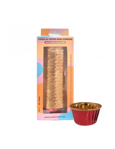Mini Cápsulas Rojas Bordes Dorados con Pliegues