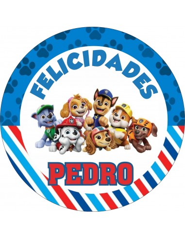 Papel Comestible Patrulla Canina Felicidades con Nombre