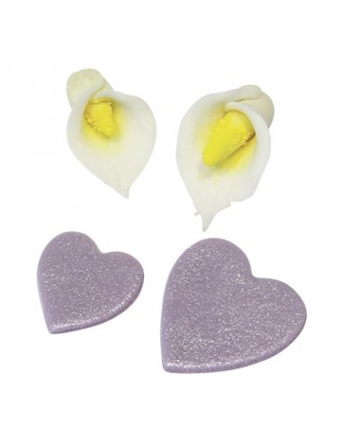 Set 3 mini cortadores corazones/lirios PME