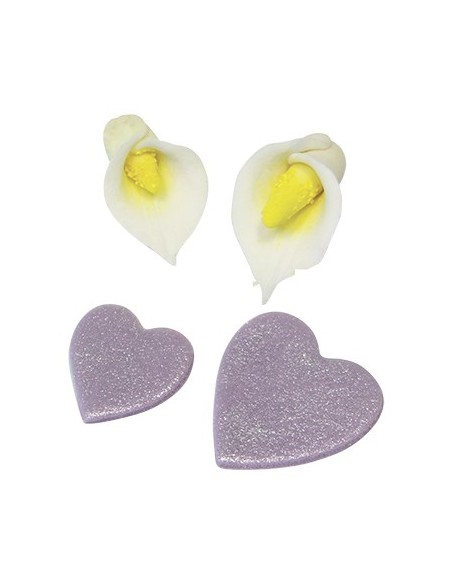 Set 3 mini cortadores corazones/lirios PME