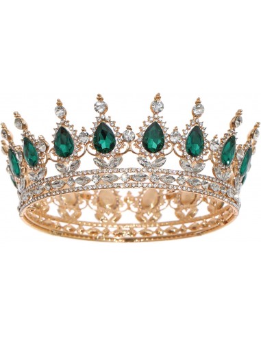 Corona Metálica Dorada con Piedras Verdes 12cm