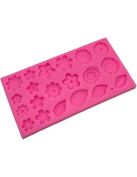 Molde Silicona Flores y Hojas