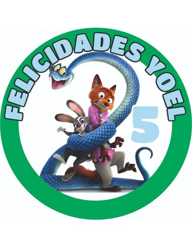 Papel Comestible Zootropolis 2 con Nombre y Edad