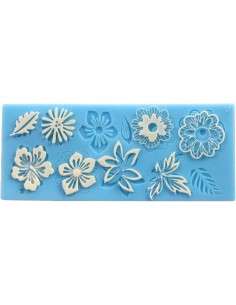 Molde silicona silueta flores