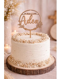 Topper floral Mi Bautizo con nombre 2