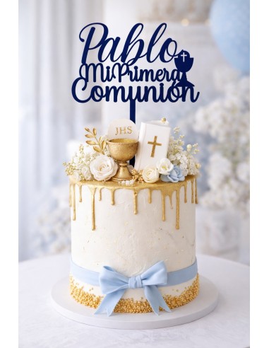 Topper tarta Comunión con nombre personalizado