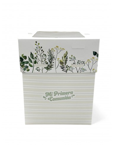 Caja de Comunión Tonos Verdes Alta para Tarta de 20 cm