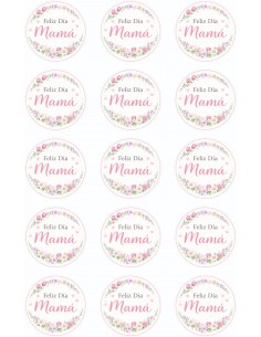 Papel Comestible Feliz Día Mamá Floral para Galletas