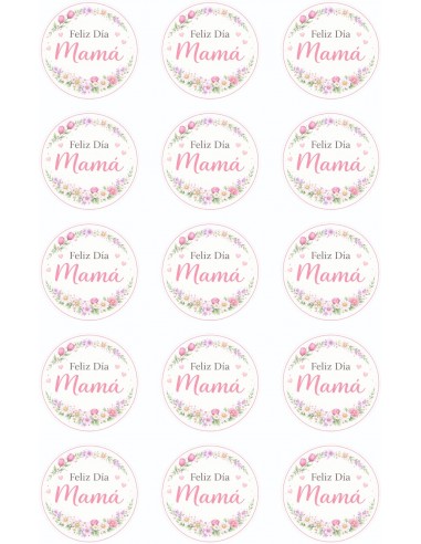 Papel Comestible Feliz Día Mamá Floral para Galletas