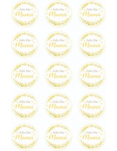 Papel Comestible Feliz Día Mamá Amarillo para Galletas