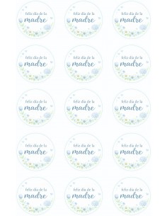 Papel Comestible Feliz Día Mamá Floral Azul para Galletas