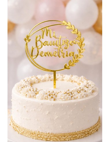 Topper Bautizo Corona personalizado