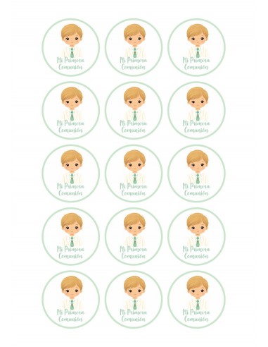 Papel Comestible Niño de Comunión Sencillo para Galletas