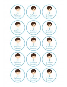 Papel Comestible Niño de Comunión Sencillo Azul para Galletas