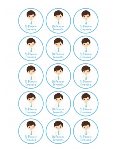 Papel Comestible Niño de Comunión Sencillo Azul para Galletas