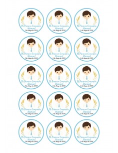 Papel Comestible Niño de Comunión Trigo Personalizado para Galletas