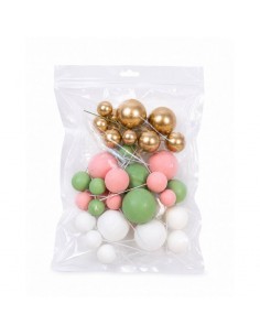 Set 32 Bolas Decorativas Mix Verde y Rosa Azucren