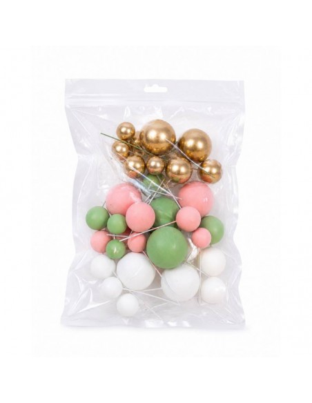 Set 32 Bolas Decorativas Mix Verde y Rosa Azucren