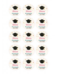 Papel de Azúcar Mi Graduación Personalizado Rosa