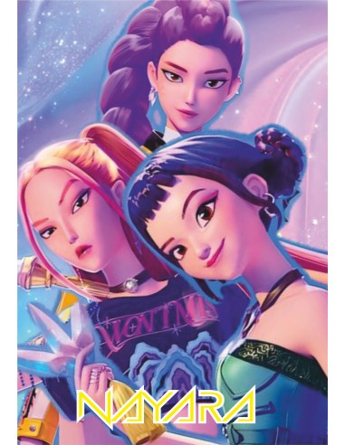 Papel Comestible Huntrix Rumi, Mira y Zoey Rectangular