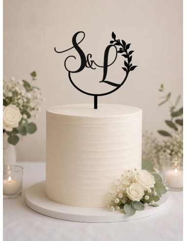Topper iniciales diseño floral