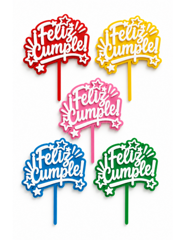 Topper Feliz Cumple colores
