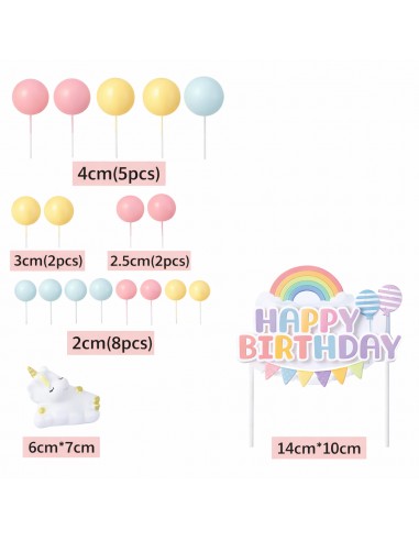 Set Toppers Decorativos Cumpleaños Unicornio