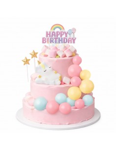 Set Toppers Decorativos Cumpleaños Unicornio