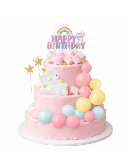 Set Toppers Decorativos Cumpleaños Unicornio