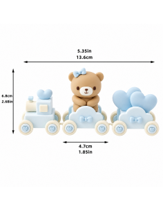 Tren Decorativo Azul con Osito para Tartas 2