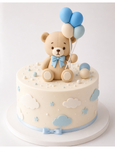 Oso Globos Azul para Tartas