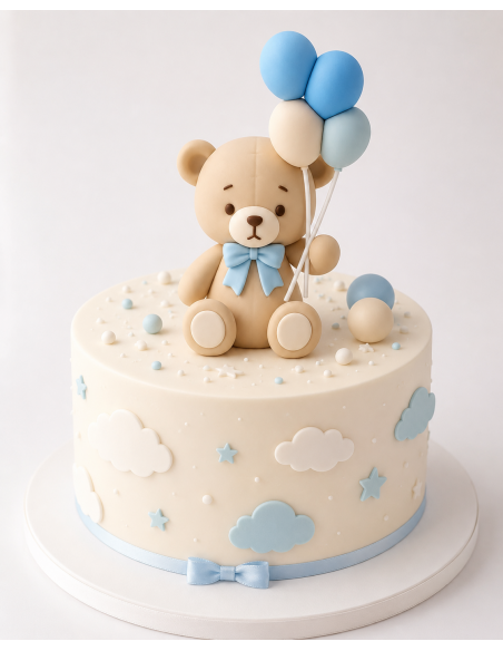 Oso Globos Azul para Tartas